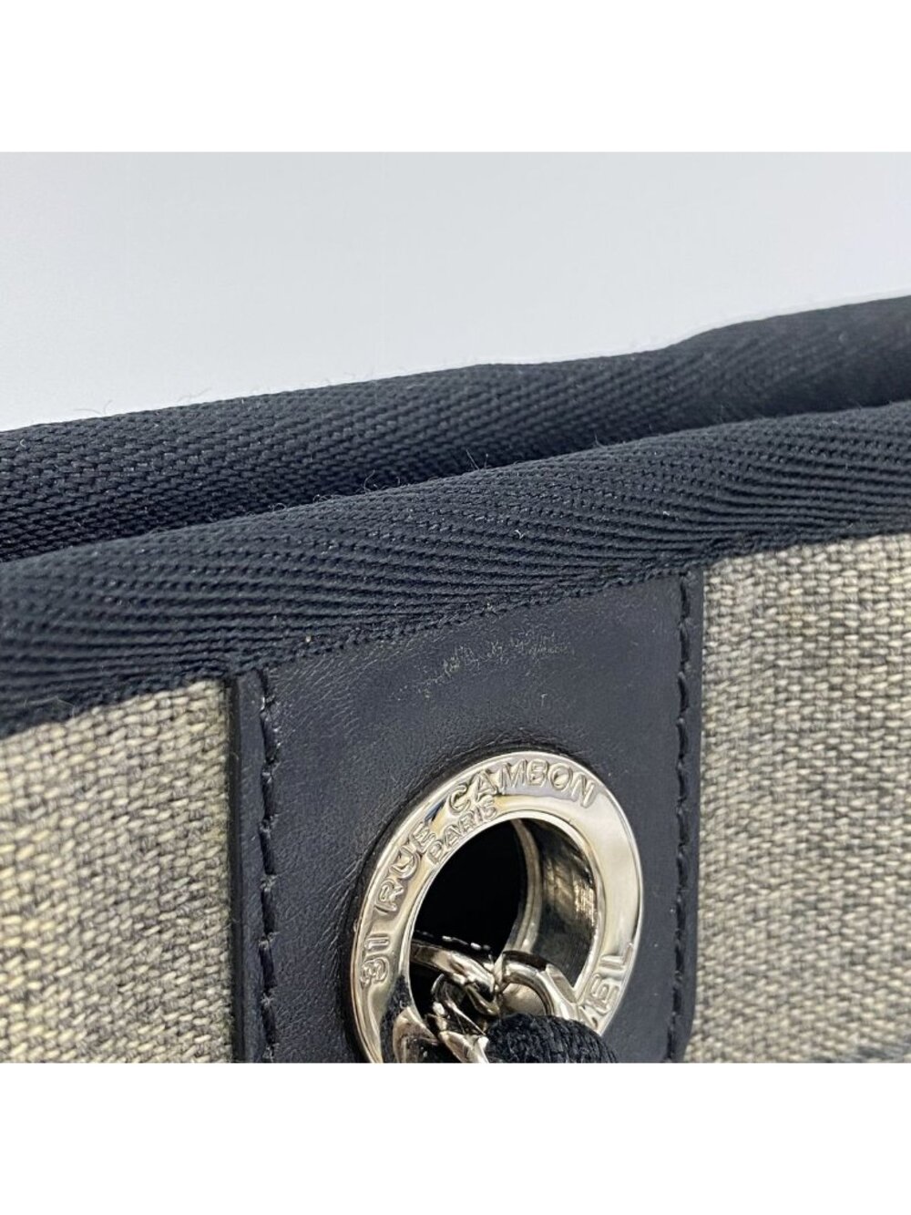 Chanel Chain Tote Bag Deauville Canvas Gray Silver - Picture 8 of 10